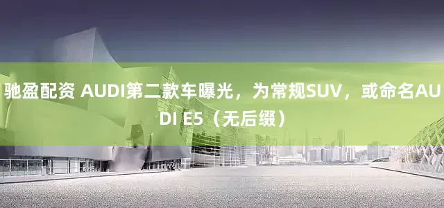 驰盈配资 AUDI第二款车曝光，为常规SUV，或命名AUDI E5（无后缀）