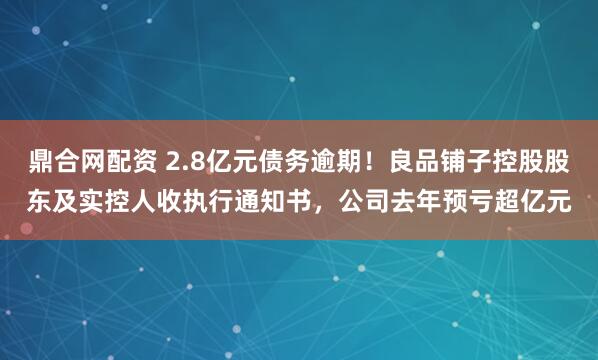 鼎合网配资 2.8亿元债务逾期！良品铺子控股股东及实控人收执行通知书，公司去年预亏超亿元